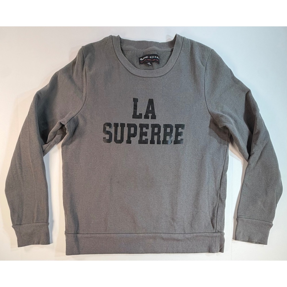 Madewell x Sezane La Superbe Graphic Sweatshirt Gray French Terry Pullover M